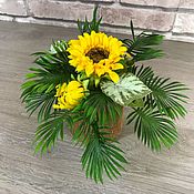 Цветы и флористика handmade. Livemaster - original item composition with sunflowers. Handmade.