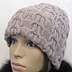 Knitted hat with arans in the color of mink. Caps. Cozy corner (nadejdamoshkina). My Livemaster. Фото №4