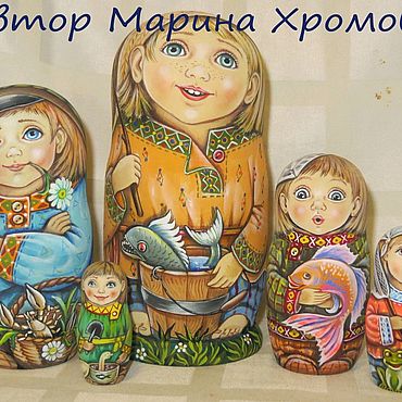 Куклы и игрушки ручной работы. Ярмарка Мастеров - ручная работа Рыбаки - матрёшка пятиместная. Handmade.