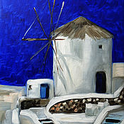 Картины и панно handmade. Livemaster - original item Santorini Oil Painting 30 x 40 cm Greece Landscape Blue. Handmade.