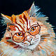 Painting cat scientist red cat with glasses oil, Pictures, Ekaterinburg,  Фото №1