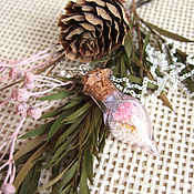 Украшения handmade. Livemaster - original item Transparent Jar Pendant with White Sequins and Pink Heather Botany. Handmade.
