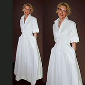 Одежда handmade. Livemaster - original item White cotton shirt dress with a full skirt 