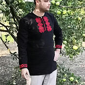 Русский стиль handmade. Livemaster - original item Russian embroidered shirt 