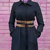 Пояс кушак двусторонний синий черный для платья пальто шубы на заказ