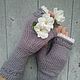  Knitted mitts with teeth gray-lilac. Mitts. Lace knitting workshop. Lidiya.. Online shopping on My Livemaster.  Фото №2