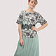 Dress mint black and white with flowers in the floor elegant, Dresses, Moscow,  Фото №1