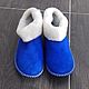 Chuni Slippers made of sheepskin fur blue. Slippers. Warm gift. Online shopping on My Livemaster.  Фото №2