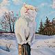 Картина Кот на солнышке. Зимний пейзаж. Картина с животным. Картины. Алена Мосина. Картины Маслом. Ярмарка Мастеров.  Фото №7