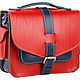 Leather bag `Victoria` (red with blue)

