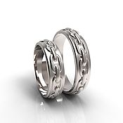 Свадебный салон handmade. Livemaster - original item Pair of wedding rings with silver chain (Ob39). Handmade.