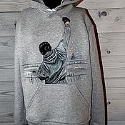 Мужская одежда handmade. Livemaster - original item Sweatshirt sweatshirt a hoodie with a picture of rocky Balboa-hand painted. Handmade.