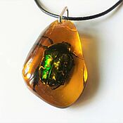 Украшения handmade. Livemaster - original item The Scarab Beetle pendant is a real resin amulet for amber for children and adults. Handmade.