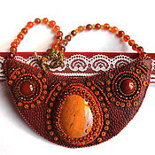 Украшения handmade. Livemaster - original item Set of leather and beads Autumn motifs. Handmade.