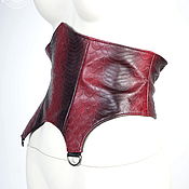 Аксессуары handmade. Livemaster - original item Belts: sash corset genuine leather under the snake Burgundy. Handmade.