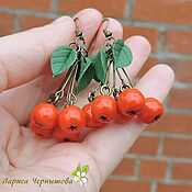 Украшения handmade. Livemaster - original item Rowan Earrings (bright orange). Handmade.