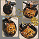 Red kitten Bagel – pendant with painting - a gift for a cat lover. Pendant. lacquer miniature. My Livemaster. Фото №5
