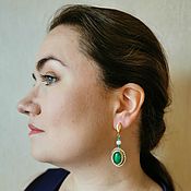 Украшения handmade. Livemaster - original item Long chandelier earrings with green stones Baroque earrings with green agate. Handmade.