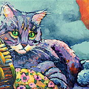 Картины и панно handmade. Livemaster - original item Painting with a cat Celeste. Handmade.