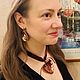 Серьги вышитые лентами Шоколадница. Серьги классические. Людмила Multiflora. Ярмарка Мастеров.  Фото №8