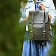 Leather backpack 'Moscow' green, Backpacks, Moscow,  Фото №1