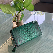 Сумки и аксессуары handmade. Livemaster - original item Python leather wallet in Emerald color. Handmade.