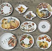 Посуда handmade. Livemaster - original item Painting porcelain Plates on the wall Seasonal .September. Handmade.