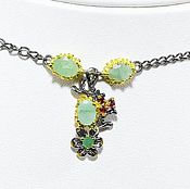 Украшения handmade. Livemaster - original item Silver necklace with emerald and rhodolite.. Handmade.