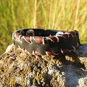 Украшения handmade. Livemaster - original item Leather bracelet Braid and riveting. Handmade.