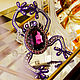 Brooch-pin: frog. Purple brooch. SWAROVSKI, Brooches, Krasnodar,  Фото №1