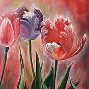 Картины и панно handmade. Livemaster - original item Painting Tulips, oil on canvas, 30 x 40. Handmade.