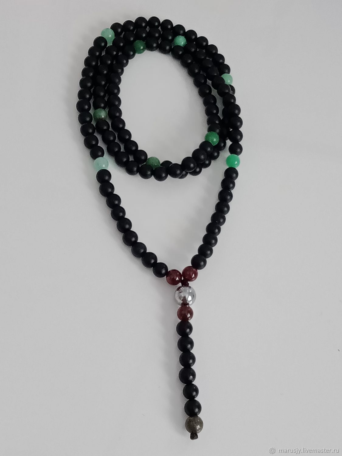 Men's rosary beads (black agate, chrysoprase, garnet,hematite, pyrite), Beads2, Sergiev Posad,  Фото №1