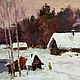 Winter Russian village landscape classical oil painting 30h50 cm. Pictures. paintmart (oikos). Online shopping on My Livemaster.  Фото №2