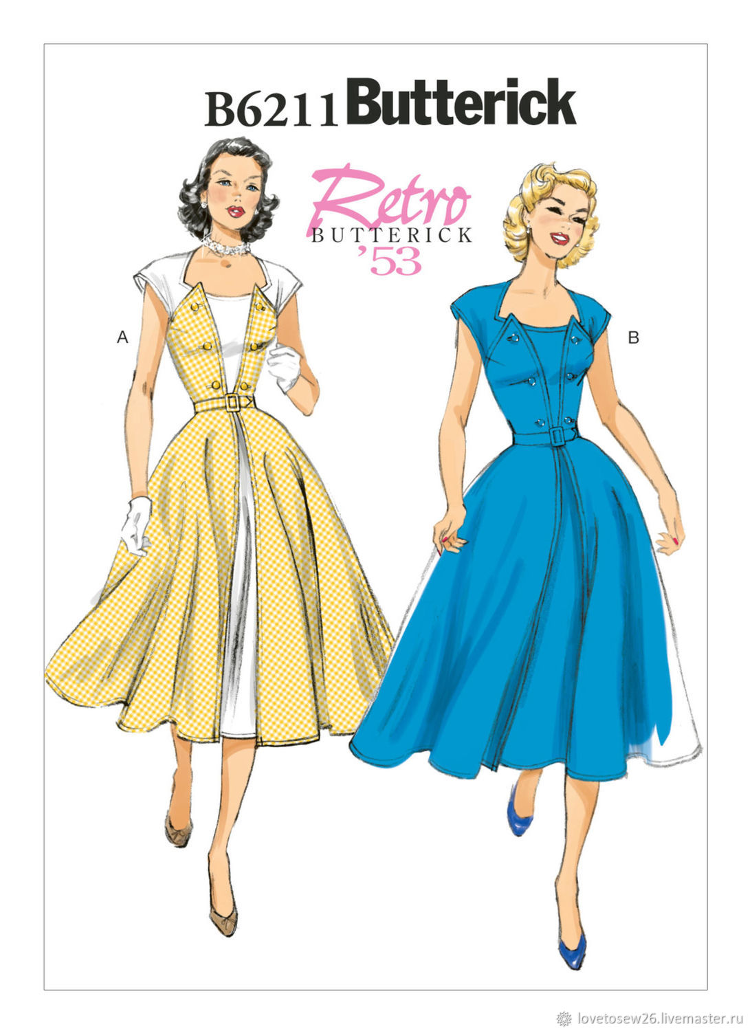 B6211 SEWING PATTERN Vintage Dress 1950 ...