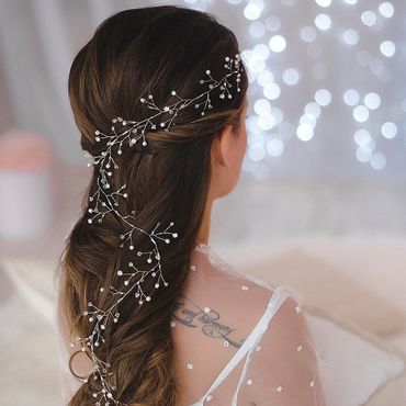 Диадема - Украшение для волос, свадебное украшение, на выпускной, со стразами, 22 см, серебро.