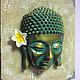 Buda En la pared cabeza de Buda de Bronce Buda con flor, Sculpture, Chelyabinsk,  Фото №1