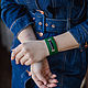 Dark Green Leather Women's Bracelet, Bead bracelet, Cheremshanka,  Фото №1
