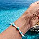 Браслет с ларимаром, лунным камнем и жемчугом. Браслет из бусин. Gems secret. Интернет-магазин Ярмарка Мастеров.  Фото №2