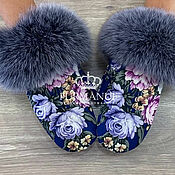 Аксессуары handmade. Livemaster - original item Pavlovo Posad mittens with natural fur. Handmade.
