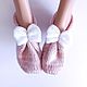 Knitted women's slippers 38-39, 40-41 powder pink, wool socks,, Socks, Moscow,  Фото №1