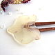 Wooden stud made of beech with a real Orchid flower White Color. Hairpin. WonderLand. My Livemaster. Фото №5