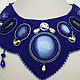 Blue large necklace with stones ' Sense of Roses'. Blue. Necklace. Beaded jewelry by Mariya Klishina. My Livemaster. Фото №4