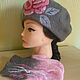 Beret felted with a rose, Berets, Votkinsk,  Фото №1