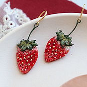 Украшения handmade. Livemaster - original item Strawberry Earrings, Handmade Embroidered earrings. Handmade.