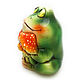 Ceramic figurine 'Frog with fly agarics'. Figurines. aboka. My Livemaster. Фото №5