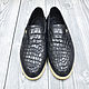 Men's loafers made of genuine crocodile leather, dark blue color. Loafers. SHOES&BAGS. My Livemaster. Фото №4