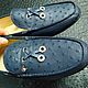 Topsiders made of genuine ostrich leather, in blue. Boat shoes. SHOES&BAGS. My Livemaster. Фото №5