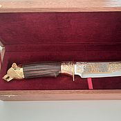 Сувениры и подарки handmade. Livemaster - original item Gift knife with a Wolf`s head. Gilding.Leather Sheath.. Handmade.