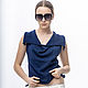  Lt_014tsin_tsin Top with collar, color dark blue/black. Tops. The fashion house Julia Sindrevich. Online shopping on My Livemaster.  Фото №2
