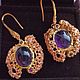 Gold plated earrings 'Abyss' with natural amethysts, Earrings, Voronezh,  Фото №1
